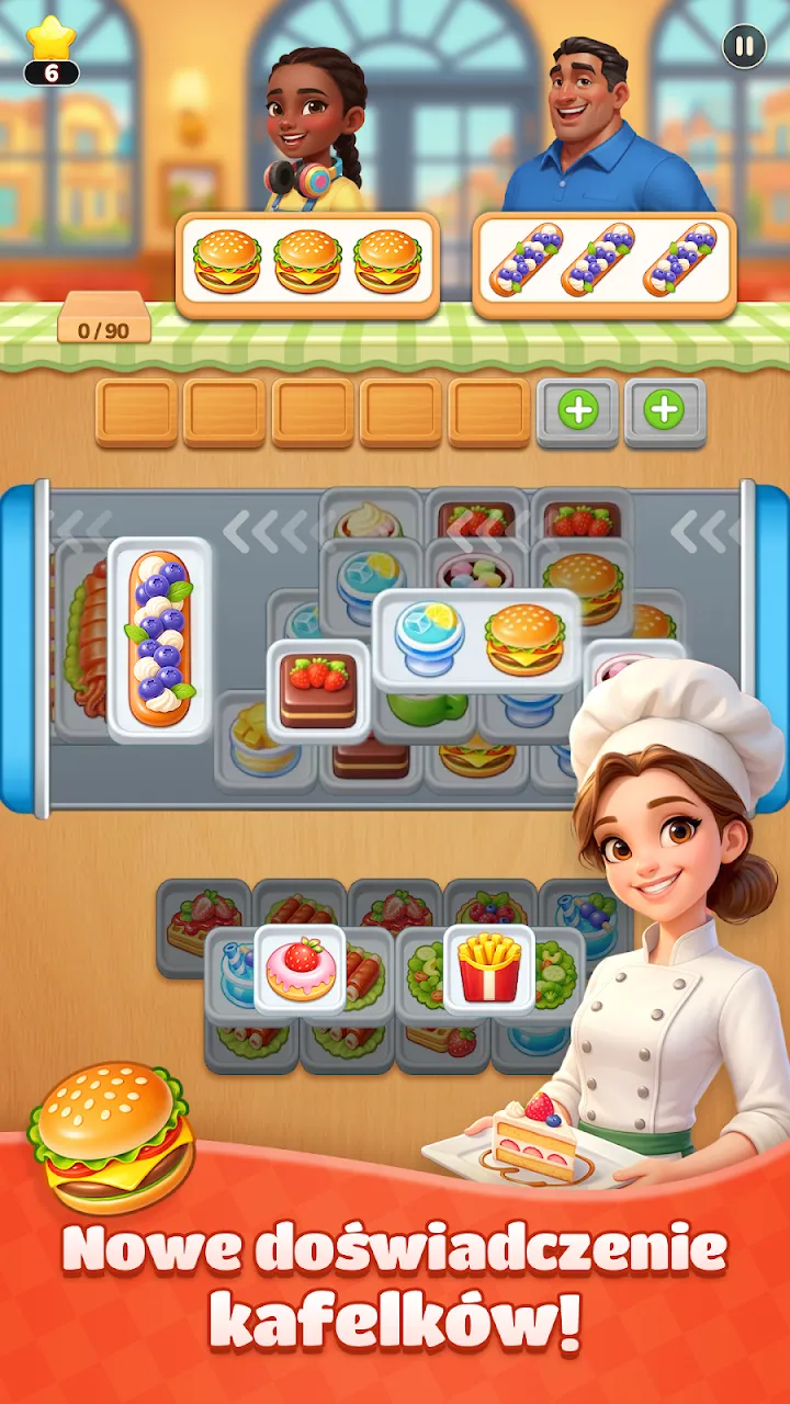 Bunte Essenssymbole im Spiel Tile Flavor